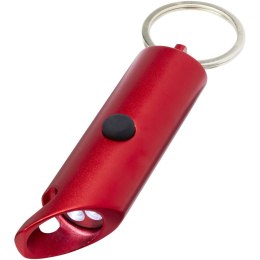 Flare latarka LED i otwieracz do butelek z łańcuchem do kluczy wykonany z aluminium IPX z recyklingu czerwony (10457421)