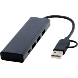 Rise hub USB 2.0 z aluminium pochodzącego z recyklingu z certyfikatem RCS czarny (12434490)
