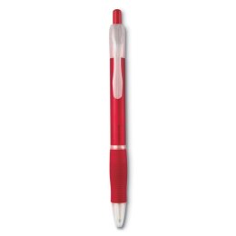 Długopis z gumowym uchwytem przezroczysty czerwony (KC6217-25)