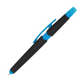 Długopis plastikowy do ekranów dotykowych z zakreślaczem kolor Jasnoniebieski