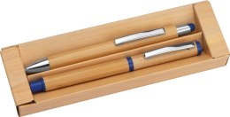 Zestaw piśmienniczy bambusowy kolor Niebieski