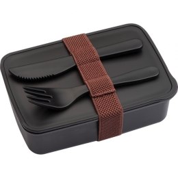 Lunch box ze sztućcami VIGO kolor czarny