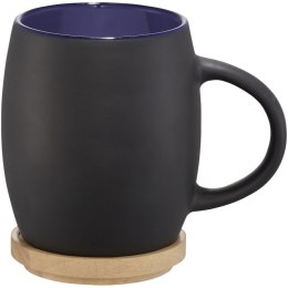 Ceramiczny kubek Hearth z drewnianym wiekiem/spodeczkiem czarny, niebieski (10046601)