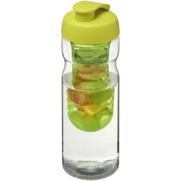 Bidon H2O Base® z wieczkiem na zacisk o pojemności 650 ml zmożliwością przyrządzania wody smakowej przezroczysty, limonka (21004