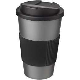 Americano® 350 ml tumbler with grip & spill-proof lid srebrny, czarny (21069613)