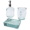 Jabony 3-częściowy zestaw łazienkowy ze szkła pochodzącego z recyclingu przezroczysty bezbarwny (12619001)