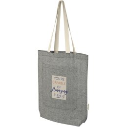 Pheebs torba na zakupy o pojemności 9 l z bawełny z recyklingu o gramaturze 150 g/m² i z przednią kieszenią czarny melanż (12064